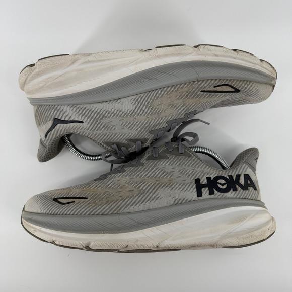 Hoka One One Clifton 9 Mens Running Shoes Grey Size 9.5D Athletic Sneakers Hike - Picture 12 of 13